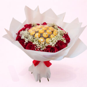 Dulce Amor | Ramo de Rosas Premium con Ferrero Rocher