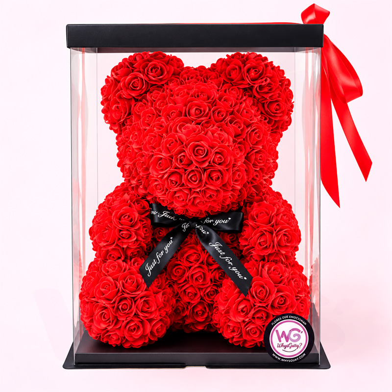 Oso de rosas FOAM mediano en color rojo