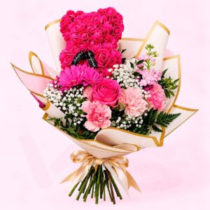 Teddy Bouquet Rosa | Ramo de Flores con Oso FOAM